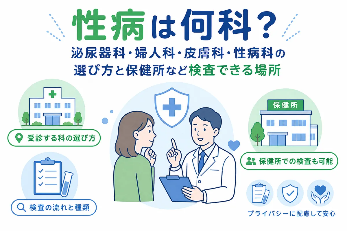 性病は何科？泌尿器科・婦人科・皮膚科・性病科の選び方と保健所など検査できる場所